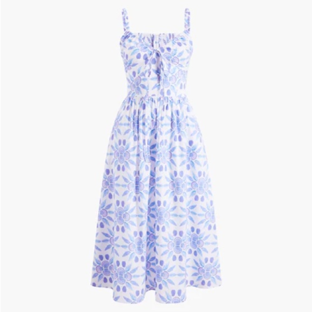 Hill House Home Floral Midi Dress in Blue and White